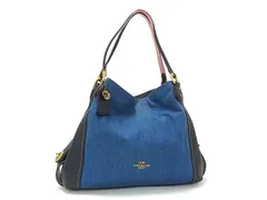 COACH コーチ トートバッグ イーディー 28916 ブルー系 デニム レザー レディース 美品
