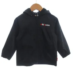 ミキハウス mikihouse タグ付き ウインドブレーカー ジャケット フード フルジップ  刺繍 バックプリント 黒 ブラック 100cm