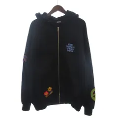 エクストララージ X-LARGE パーカー スウェット フルジップ 裏毛 花 刺繍 101231012034 黒 ブラック L