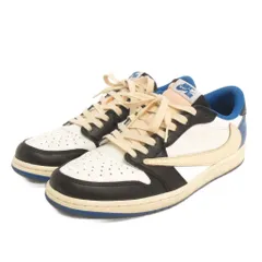 ナイキ NIKE 美品 TRAVIS SCOTT FRAGMENT DESIGN AIR JORDAN 1 LOW OG SP スニーカー DM7866-140 青 ブルー 黒 ブラック 28㎝ 靴 ☆AA★