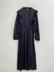 mily bilet ワンピース S ネイビー 無地 長袖 ロング・マキシ丈 フレア