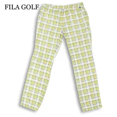 FILA GOLF フィラ ゴルフ 通年★ ストレッチ チェック柄 ロゴ刺繍 スラックス パンツ Sz.82 メンズ