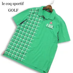 le coq sportif GOLF ルコック スポルティフ ゴルフ 春夏★ 半袖 ロゴ刺繍 チェック ポロシャツ 大きいサイズ Sz.LL メンズ