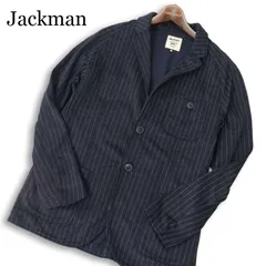 Jackman ジャックマン タナベメリヤス JM7815ST 【Jersey Jacket】 通年 ストライプ ジャージー ジャケット Sz.M　メンズ 紺のサムネイル
