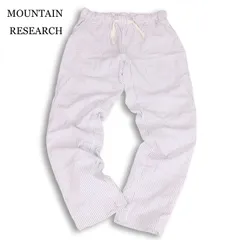 美品★ MOUNTAIN RESEARCH マウンテンリサーチ 春夏 MTR-2970★ 無撚糸ストライプ イージー パジャマ パンツ Sz.L　メンズのサムネイル