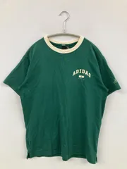 adidas アディダス Tシャツ/カットソー XS グリーン 前面プリント バックプリント ブランドロゴ ミドル丈 半袖 クルーネック(丸首)