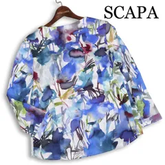SCAPA スキャパ 通年 花柄 水彩画風♪ イタリア製生地 7分袖 ストレッチ シルク ブラウス トップス 日本製 Sz.38 レディースのサムネイル