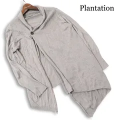 Plantation プランテーション 春夏★ シルク混 変形 ドレープ ニット カーディガン 日本製 Sz.M レディース 灰のサムネイル