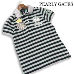 PEARLY GATES パーリーゲイツ ゴルフ 春夏★ 半袖 ボーダー ワッペン 鹿の子 ポロシャツ 日本製 Sz.0 レディース