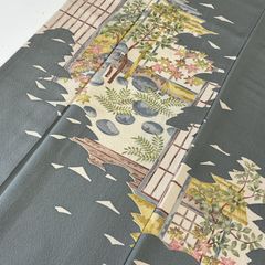 訪問着のみ 情景 金彩加工 手刺繍 パールトーン加工 167 着物 Q5