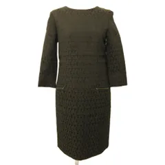 アイシービー iCB ワンピース 長袖 ひざ丈 ジャガード 総柄 9 M 黒 ブラック