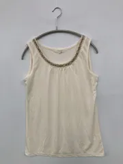 grove グローブ タンクトップ L ホワイト 無地 ビジュー カップなし