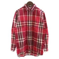 バーバリー ロンドン BURBERRY LONDON シャツ 長袖 チェック コットン 赤 M ■ECT