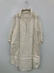 etaminne チュニック アイボリー リネン・麻 無地 リボン 半端袖 ショート・ミニ丈