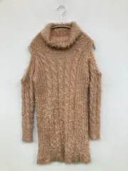 CECIL McBEE セシルマクビー ニット/セーター M ベージュ ナイロン 無地 ロング丈 長袖 タートルネック/ハイネック