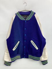 Vintage 90s 【袖本革】OP ショールカラー リブライン刺繍スタジャン 