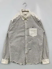 LACOSTE ラコステ シャツ/ブラウス 4 ホワイト コットン ボーダー柄 ワンポイント ブランドロゴ 長袖 ミドル丈 ボタンダウン