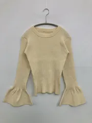 ニット/セーター F アイボリー 無地 ショート丈 長袖 クルーネック(丸首)