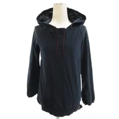 バーバリーブルーレーベル BURBERRY BLUE LABEL パーカー 7分袖 プルオーバー フード裏チェック ネイビー 38 ■GY47