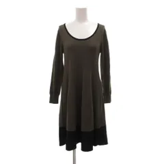 ラピスルーチェパービームス LAPIS LUCE PER BEAMS ニットワンピース 茶 ブラウン ラウンドネック 長袖 切替デザイン ひざ丈 /NU ■ECF004