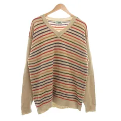 クロコダイル CROCODILE セーター ウール ３L マルチカラー ストライプ柄 Vネック 長袖 /SC ■ECF003