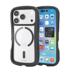 新品 エレコム iPhone 17 Pro ケース カバー クリア 耐衝撃 衝撃吸収 ハイブリッド TPU Grippy 手に馴染む グリップ感 ストラップホール付き カメラ保護 ワイヤレス充電対応 ストラップシート付き ブラック PM-A25CGRPFMBK