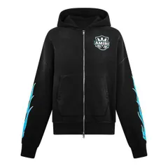 アミリ メンズ アウター パーカー・スウェット Amiri Mens MA Flames Zip Hoodie Black ブラック