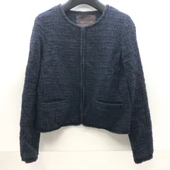 Jewel Changes レディース ノーカラー ツイード ジャケット 36サイズ ネイビー ユナイテッドアローズ SGAW26-1329
