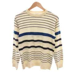 ザショップティーケー THE SHOP TK 美品 セーター ニット M 白 ホワイト ストライプ柄 クルーネック 長袖 /IL ■ECF003