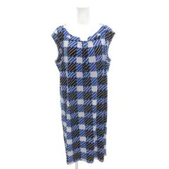 タルボット TALBOTS 美品 ワンピース XL 白 ホワイト 青 ブルー チェック柄 ノースリーブ ラウンドネック /IL ■ECF003