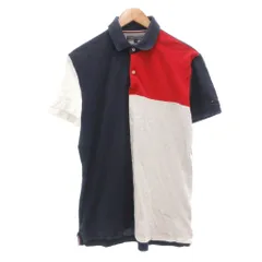 トミーヒルフィガー TOMMY HILFIGER ポロシャツ M 紺 ネイビー 半袖 切り替えデザイン /NL ■ECF003