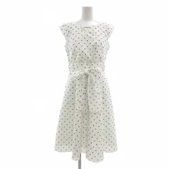 アプワイザーリッシェ Apuweiser-riche ワンピース 1 白 ホワイト ドット柄 ノースリーブ リボンベルト /ML ■ECF003