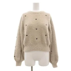 オリーブデオリーブ OLIVE des OLIVE タグ付き シャギーニット セーター S ベージュ ハート柄 クルーネック 長袖 /NL ■ECF004