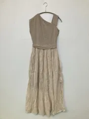 LAGUNAMOON ラグナムーン ワンピース S ベージュ ナイロン コットン 無地 袖なし ロング・マキシ丈 フレア