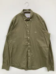 LACOSTE ラコステ シャツ/ブラウス US XL カーキ 無地 ワンポイント ミドル丈 長袖 ボタンダウン