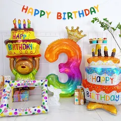 【新品】 3歳 誕生日 飾り付け 女の子 男の子 大人 パーティーグッズ 誕生日バルーン バースデー 飾り 誕生日グッズ おしゃれ 写真撮影 1