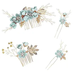 【新品】 4点セット 髪飾り 成人式 和風 花飾り和装 ヘアアクセサリー 成人式髪飾り 七五三 花見 夏祭り 母の日 卒業式 入学式 花火大会 着物 結婚式 花嫁 披露宴 浴衣 和装 (グリーン) 0