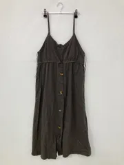 ZARA ザラ ワンピース USA L グレー コットン 無地 袖なし ロング・マキシ丈 フレア