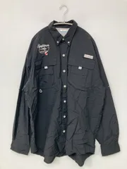 Columbia コロンビア シャツ/ブラウス L/G ブラック ナイロン 無地 ワンポイント ブランドロゴ 刺繍 ミドル丈 長袖 ボタンダウン レギュラーカラー