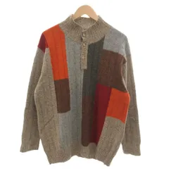 チャップス CHAPS ラルフローレン ニット セーター シルク混 2L グレージュ ハーフボタン ケーブル編み /YF ■ECG004