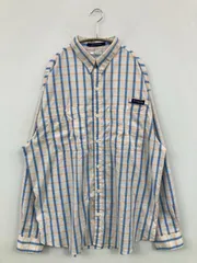 Columbia コロンビア シャツ/ブラウス XL/TG ブルー チェック柄 ブランドロゴ ミドル丈 長袖 ボタンダウン レギュラーカラー
