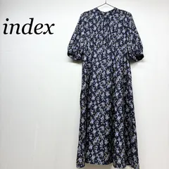 index インデックス 花柄 ロングワンピース ネイビー 半袖