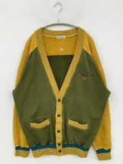 j's カーディガン/ボレロ L カーキ コットン ウール・ニット 無地 ブランドロゴ 刺繍 ミドル丈 長袖