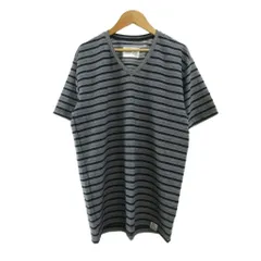 アズールバイマウジー AZUL by moussy タグ付き Tシャツ L ネイビー 紺 Vネック ボーダー柄 半袖 カットソー /PP ■ECA004