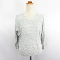 無印良品 良品計画 サマーニット セーター 七分袖 Vネック 麻 リネン M グレー ※EKM