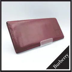 ✱BURBERRY（バーバリー）✱ 良品 長財布 フラップ 二つ折り レザー ボルドー ワインレッド バーバリーズ 裏地ノバチェック ホースロゴ 型押し ゴールド刻印 ヴィンテージ メンズ レディース ユニセックス クラシック 高級 ブランド 希少