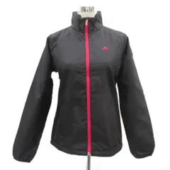 アディダス adidas ゴルフウエア スタンドカラージャケット ミドル丈 L 黒 ブラック ロゴ刺繍 /SM9 ■ECB003