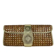 Kate spade(ケイトスペード) クラッチバッグ美品  - PXRU0384 ゴールド×ブラウン レザー