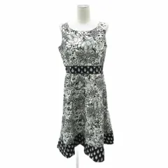 ローラアシュレイ LAURA ASHLEY ワンピース ミモレ丈 11 白 黒 ノースリーブ ラウンドネック 花柄 /SY18 ■ECE003