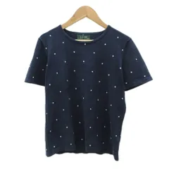 ローレンラルフローレン LAUREN RALPH LAUREN ニット カットソー シルク P/S 紺 ネイビー ドット柄 ラウンドネック 半袖 /YS18 ■ECA003